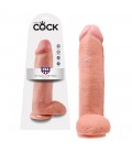 PENE REALISTA CON TESTÍCULOS KING COCK 12” BLANCO