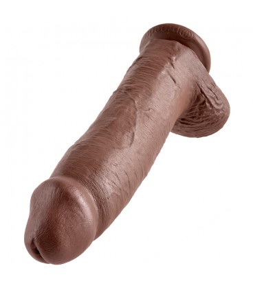 DILDO REALÍSTICO COM TESTÍCULOS KING COCK 12” MULATO