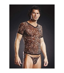 CAMISETA CUELLO V BLUELINE LEOPARDO