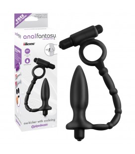 PLUG COM ANEL VIBRATÓRIO ASS KICKER WITH COCKRING ANAL FANTASY