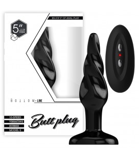 BOTTOM LINE MODEL 5 5” RUBBER VIBRATING BUTT PLUG BLACK