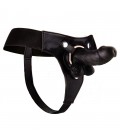 OUCH! REALISTIC LEATHER STRAP-ON 6 INCHES BLACK