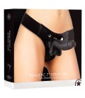 OUCH! REALISTIC LEATHER STRAP-ON 7 INCHES BLACK