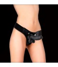 OUCH! REALISTIC LEATHER STRAP-ON 7 INCHES BLACK