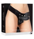 OUCH! REALISTIC LEATHER STRAP-ON 8 INCHES BLACK