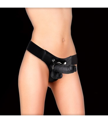 STRAP-ON REALISTA DE CUERO OUCH! 8 PULGADAS NEGRO