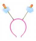 HAIRBAND DECORATED WITH LIGHT BLUE FEATHERS AND PENIS