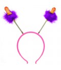 HAIRBAND DECORATED WITH PURPLE FEATHERS AND PENIS