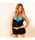 CONJUNTO LEG AVENUE SERAPHINA TALLA GRANDE NEGRO Y AZUL