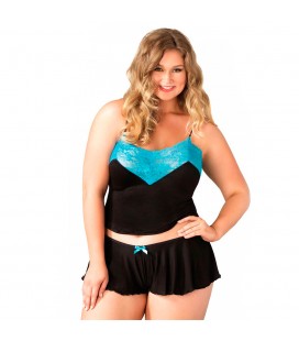 CONJUNTO LEG AVENUE SERAPHINA TALLA GRANDE NEGRO Y AZUL