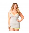 LEG AVENUE SERAPHINA PLUS SIZE CHEMISE GREY