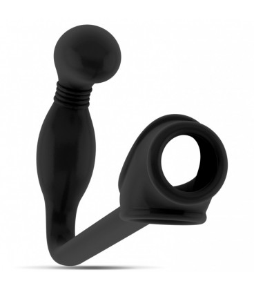 SONO Nº2 BUTT PLUG WITH COCK AND TESTICLES RING BLACK