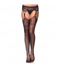 FISHNET AND LACE GARTER BELT EFFECT PANTYHOSE