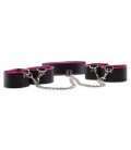 COLEIRA E ALGEMAS OUCH! REVERSIBLE COLLAR WITH WRIST AND ANKLE CUFFS ROSA E PRETA