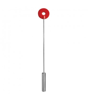 OUCH! LEATHER CIRCLE TIPPED METAL CROP RED