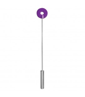 OUCH! LEATHER CIRCLE TIPPED METAL CROP PURPLE