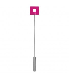 OUCH! LEATHER SQUARE TIPPED METAL CROP PINK