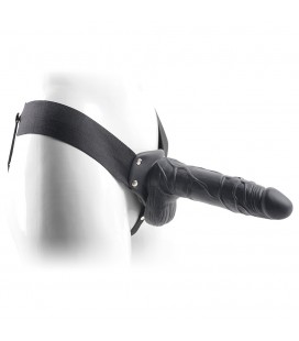 REAL RAPTURE AIR FEELING 8" HOLLOW STRAP-ON WITH SCROTUM BLACK