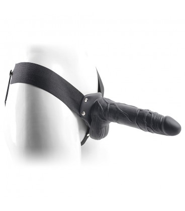 STRAP-ON HUECO CON TESTICULOS REAL RAPTURE AIR FEELING 8" NEGRO