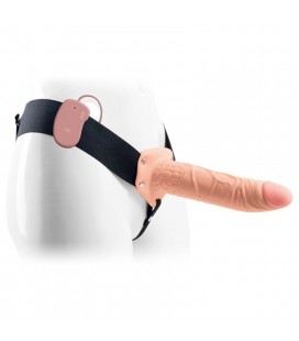 REAL RAPTURE AIR FEELING 8" HOLLOW VIBRATING STRAP-ON WHITE