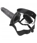 REAL RAPTURE AIR FEELING 8" HOLLOW VIBRATING STRAP-ON BLACK