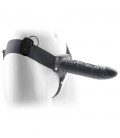 REAL RAPTURE AIR FEELING 8" HOLLOW VIBRATING STRAP-ON BLACK