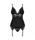 OBSESSIVE 810-COR CORSET AND THONG BLACK