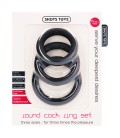 CONJUNTO DE ANILLOS PARA EL PENE ROUND COCK RINGS SET NEGROS