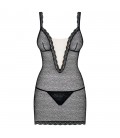 OBSESSIVE CHEMISE AND THONG 811-CHE BLACK