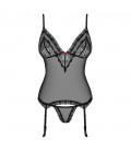 OBSESSIVE 820-COR CORSET AND THONG BLACK