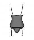 OBSESSIVE 820-COR CORSET AND THONG BLACK