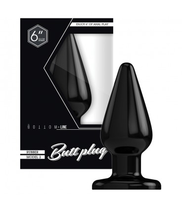 BOTTOM LINE MODEL 2 6” RUBBER BUTT PLUG BLACK