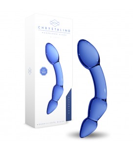 DILDO EM VIDRO SUPERIOR CHRYSTALINO AZUL