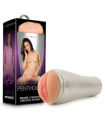 MASTURBADOR CON VIBRACIÓN DELUXE CYBERSKIN PENTHOUSE PET LAYLA SIN