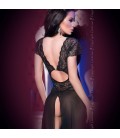 GOWN AND THONG CR-4167 BLACK