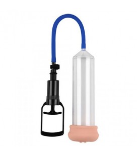 PUSH TOUCH SENSE PENIS PUMP WITH STROKER CLEAR