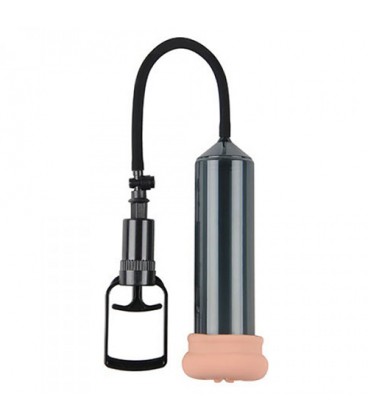 PUSH TOUCH SENSE PENIS PUMP WITH STROKER BLACK