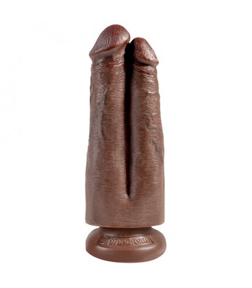 KING COCK 7” TWO COCKS ONE HOLE REALISTIC DILDO BROWN