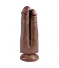 DILDO REALÍSTICO KING COCK 7” TWO COCKS ONE HOLE CASTANHO