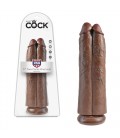 DILDO REALÍSTICO KING COCK 11” TWO COCKS ONE HOLE CASTANHO