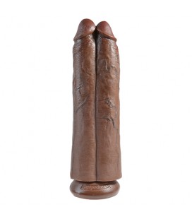 PENE REALISTA KING COCK 11” TWO COCKS ONE HOLE MARRÓN