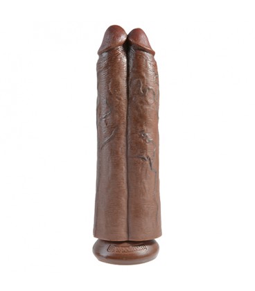 KING COCK 11” TWO COCKS ONE HOLE REALISTIC DILDO BROWN