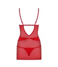 OBSESSIVE 829-CHE CHEMISE AND THONG RED