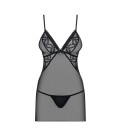 OBSESSIVE 837-CHE CHEMISE AND THONG BLACK