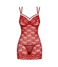 OBSESSIVE 860-CHE CHEMISE AND THONG RED