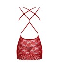 OBSESSIVE 860-CHE CHEMISE AND THONG RED
