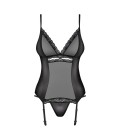 OBSESSIVE 868-COR CORSET AND THONG BLACK