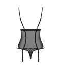 OBSESSIVE 868-COR CORSET AND THONG BLACK