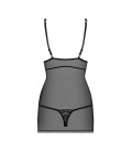 OBSESSIVE 840-CHE CHEMISE AND THONG BLACK