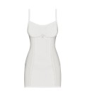 OBSESSIVE 843-CHE CHEMISE AND THONG WHITE
